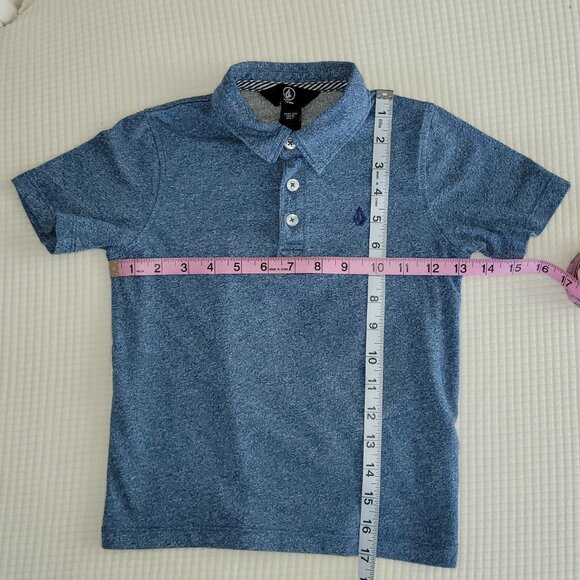 Volcom Boys' Wowzer Polo Short Sleeve Shirt Blue 5 M - Picture 3 of 4